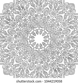 Vector Zentangle. Black and White Seamless Pattern for Adult Coloring Page. Mandala Ornament for Seamless Texture. Tribal Zentangle Pattern in Vintage Style