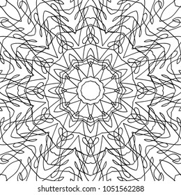 Vector Zentangle. Black and White Seamless Pattern for Adult Coloring Page. Mandala Ornament for Seamless Texture. Tribal Zentangle Pattern in Vintage Style