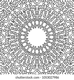 Vector Zentangle. Black and White Seamless Pattern for Adult Coloring Page. Mandala Ornament for Seamless Texture. Tribal Zentangle Pattern in Vintage Style