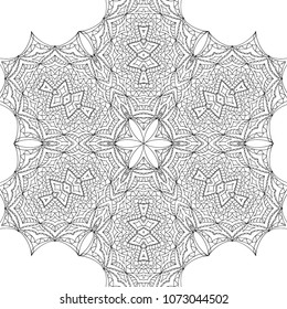 Vector Zentangle. Black and White Seamless Pattern for Adult Coloring Page. Mandala Ornament for Seamless Texture. Tribal Zentangle Pattern in Vintage Style