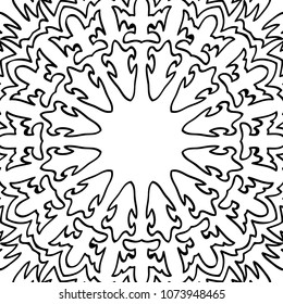 Vector Zentangle. Black and White Seamless Pattern for Adult Coloring Page. Mandala Ornament for Seamless Texture. Tribal Zentangle Pattern in Vintage Style