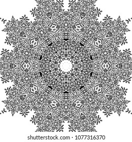 Vector Zentangle. Black and White Seamless Pattern for Adult Coloring Page. Mandala Ornament for Seamless Texture. Tribal Zentangle Pattern in Vintage Style