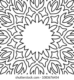 Vector Zentangle. Black and White Seamless Pattern for Adult Coloring Page. Mandala Ornament for Seamless Texture. Tribal Zentangle Pattern in Vintage Style