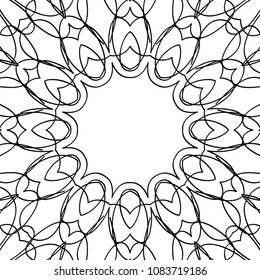 Vector Zentangle. Black and White Seamless Pattern for Adult Coloring Page. Mandala Ornament for Seamless Texture. Tribal Zentangle Pattern in Vintage Style