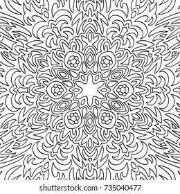 Vector Zentangle. Black and White Seamless Pattern for Adult Coloring Page. Mandala Ornament for Seamless Texture. Tribal Zentangle Pattern in Vintage Style