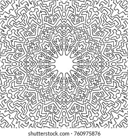 Vector Zentangle. Black and White Seamless Pattern for Adult Coloring Page. Mandala Ornament for Seamless Texture. Tribal Zentangle Pattern in Vintage Style
