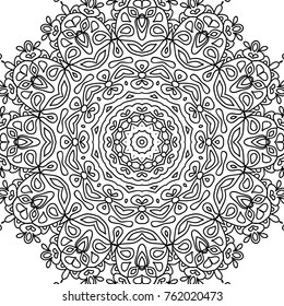 Vector Zentangle. Black and White Seamless Pattern for Adult Coloring Page. Mandala Ornament for Seamless Texture. Tribal Zentangle Pattern in Vintage Style