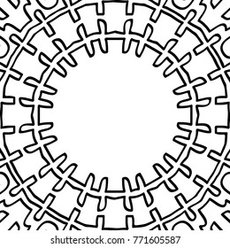 Vector Zentangle. Black and White Seamless Pattern for Adult Coloring Page. Mandala Ornament for Seamless Texture. Tribal Zentangle Pattern in Vintage Style