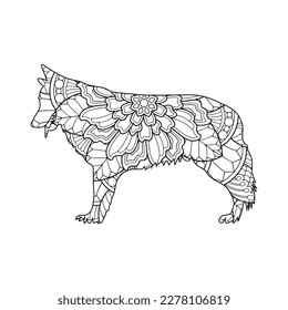 Vector zentangle dog print for adult coloring page. Hand drawn artistically ethnic ornamental patterned editable vector illustration.