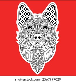 Vector zentangle dog print for adult coloring page. Hand-drawn artistically ethnic ornamental patterned illustration. Animal collection. Isolated sketch for tattoos, posters, and t-shirt designs.