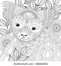 Vector zentangle happy friendly koala for adult anti stress coloring pages, book. Australian marsupial bear in eucalyptus. Mascot, tribal tattoo art, greeting card. Hand drawn patterned illustration