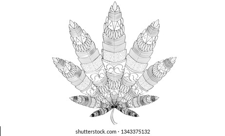 Vector zentangle - leaf of marihuana 