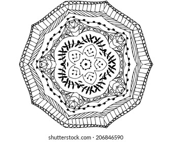 Vector Zentangle pattern on white background
