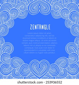 Vector zentangle template for a poster or an invitation card. Hand-drawn doodle waves on background. Cute freehand waves,
