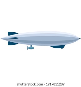 Vector zeppelin blimp air transport. Vintage dirigible aircraft ship with balloon isolated on white background