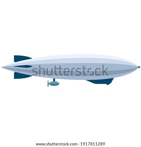 Vector zeppelin blimp air transport. Vintage dirigible aircraft ship with balloon isolated on white background