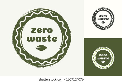 Vector zero waste emblem flat style for recycle, reuse and reduce concept, ecological lifestyle, sustainable developments illustration, no plastic label, go green sticker. Vector 10 eps