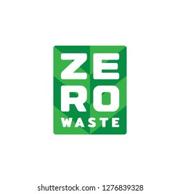 Vector Zero Waste logo design template. Typography icon label with leaf background. Color illustration of  Refuse Reduce Reuse Recycle Rot. No Plastic and Go Green concept with plant