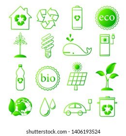 Vector Zero Waste logo design template set. Eco life style sign and symbol collection. Outline icon illustration