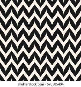 Vector Zigzag Chevron Seamless Pattern. Horizontal Curved Wavy Zig Zag Lines. Simple Stylish Abstract Geometric Background. Black & White Striped Texture. Design for Home Decor, Prints, Textile, Web