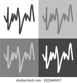Vector zigzag icon. Illustration of a pulse hand drawn. Vector icon on white-grey-black color 