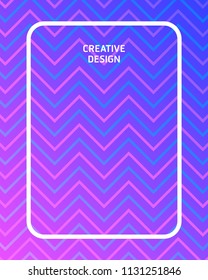 vector zigzag lines on colorful gradient with rectangle frame background