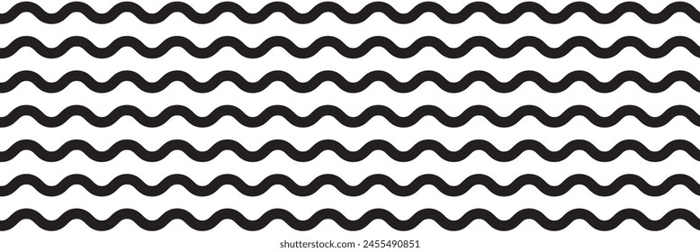 Vector zigzag lines and waves, wavy pattern. Squiggle zig zag frame with wiggle. Curvy undulate parallel borders. Curve sinuous stroke with sine. Design of squiggly seamless water graphic brushes.