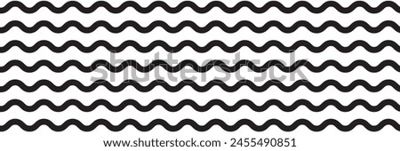 Vector zigzag lines and waves, wavy pattern. Squiggle zig zag frame with wiggle. Curvy undulate parallel borders. Curve sinuous stroke with sine. Design of squiggly seamless water graphic brushes.