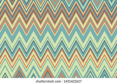 Vector zigzag pattern. Chevron background. Green and blue color