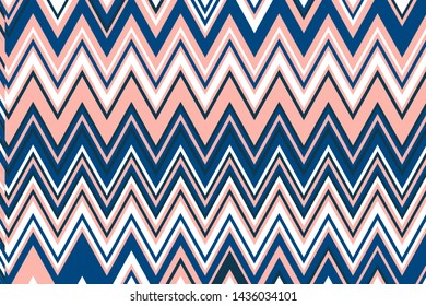 Vector zigzag pattern. Chevron background. Pink and blue color