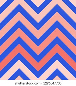 Vector zigzag seamless pattern, gradient, living coral, blue