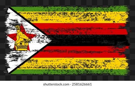 Vector Zimbabwe flag in grunge style on transparent background