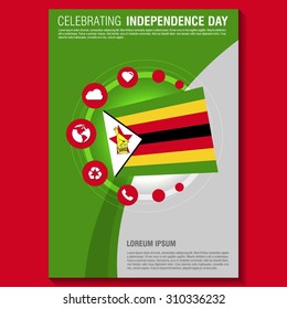 Vector Zimbabwe Independence Day Flyer template. Creative Brochure Title Page. National Day Leaflet design element. vector illustration