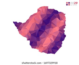 Vector of Zimbabwe map colorful polygon red triangle mosaic with white background. style gradient.