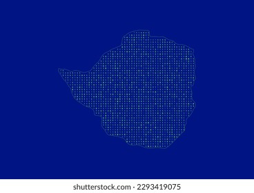 Vector Zimbabwe map for technology or innovation or it concepts. Minimalist country border filled with 1s and 0s. File is suitable for digital editing and prints of all sizes.