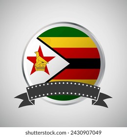 Vector Zimbabwe Round Flag Banner Vector Illustration