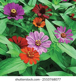vector zinnia flower illustration template