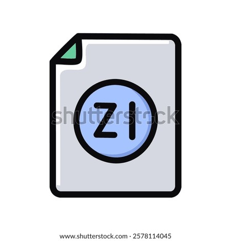 Vector Zipped file icon, filled outline style editable stroke.