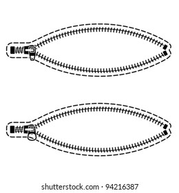 vector zipper black symbols