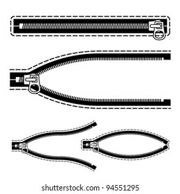 vector zipper black symbols