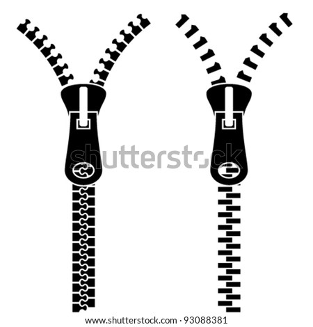 vector zipper black symbols