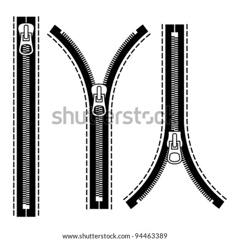 vector zipper black symbols