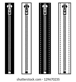 vector zipper black white symbols