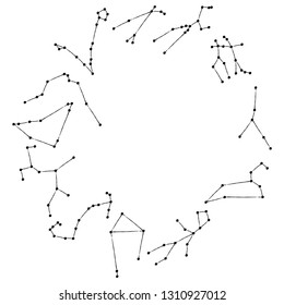 Vector zodiac circle, star zodiac constellations. Zodiac symbols. Calligraphy zodiac.