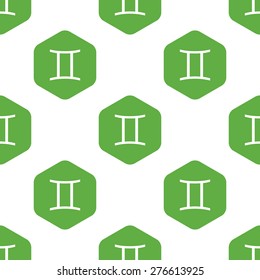 Vector zodiac Gemini symbol in hexagon, repeated on white background