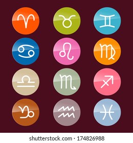 Vector Zodiac, Horoscope Circle Colorful Symbols