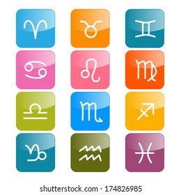 Vector Zodiac, Horoscope Rectangle Colorful Symbols