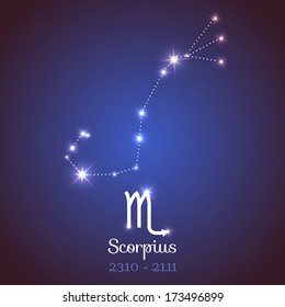 Vector zodiac horoscope with symbol, constellation, calendar - Scorpius