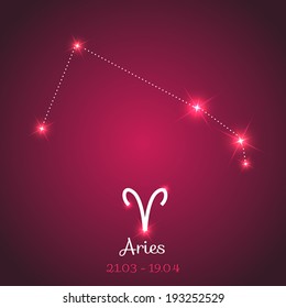 Vector zodiac horoscope with symbol, constellation, calendar - Aries