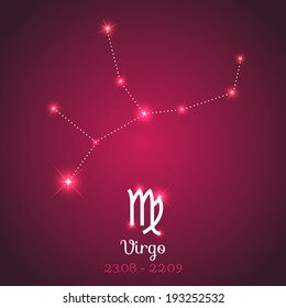Vector zodiac horoscope with symbol, constellation, calendar - Virgo